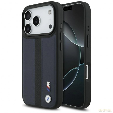 Etui BMW M Perforated Stripe Logo MagSafe na iPhone 17 Pro - granatowe