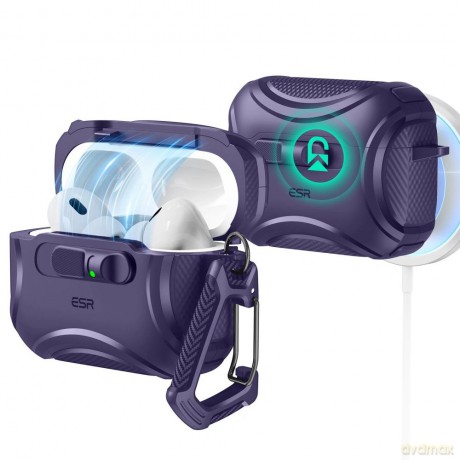 Etui ESR Cyber FlickLock MagSafe na AirPods Pro 3 - fioletowe