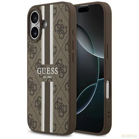 Etui Guess 4G Printed Stripes MagSafe na iPhone 17 - brązowe
