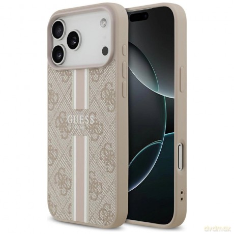 Etui Guess 4G Printed Stripes MagSafe na iPhone 17 Pro Max - różowe