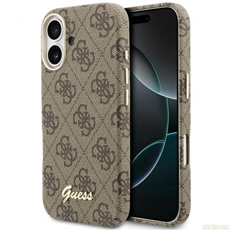 Etui Guess 4G Script MagSafe na iPhone 17 - brązowe