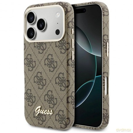 Etui Guess 4G Script MagSafe na iPhone 17 Pro Max - brązowe