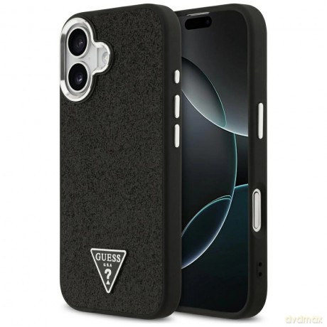 Etui Guess Glitter Triangle Logo MagSafe do iPhone 17 - czarne