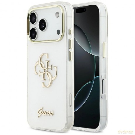 Etui Guess IML 4G Script Metal do iPhone 17 Pro Max - białe