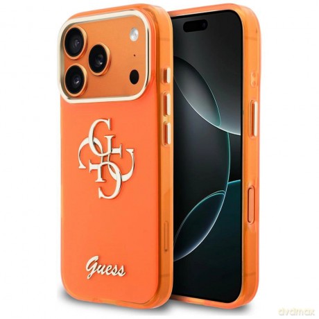 Etui Guess IML 4G Script Metal na iPhone 17 Pro - pomarańczowe