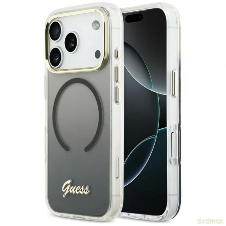 Etui Guess IML Gradient Script Metal MagSafe do iPhone 17 Pro - czarne