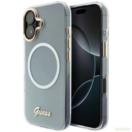 Etui Guess IML Gradient Script Metal MagSafe na iPhone 17 - białe