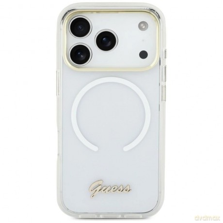 Etui Guess IML Gradient Script Metal MagSafe na iPhone Air - białe
