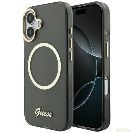 Etui Guess IML Script Metal MagSafe na iPhone 17 - czarne