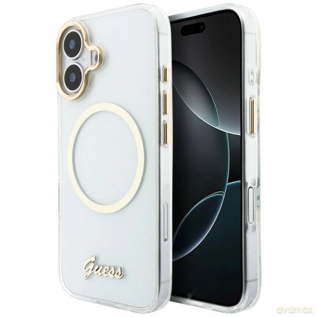 Etui Guess IML Script Metal MagSafe na iPhone 17 - przezroczyste