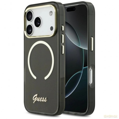 Etui Guess IML Script Metal MagSafe na iPhone 17 Pro Max - czarne