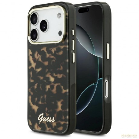 Etui Guess IML Script Metal MagSafe na iPhone 17 Pro Max - czarno-brązowe