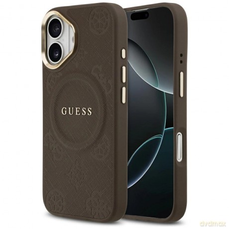 Etui Guess Peony Hot Stamp MagSafe na iPhone 17 - brązowe
