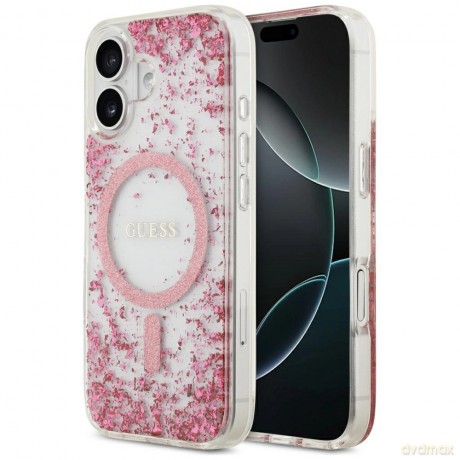 Etui Guess Resin Bottom Glitter MagSafe na iPhone 17 - różowe