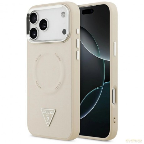 Etui Guess Triangle Logo MagSafe na iPhone 17 Pro - beżowe