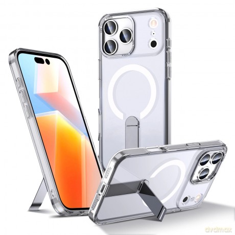 Etui Hybrid Armor X na iPhone 17 Pro Max z podstawką kompatybilne z MagSafe - przezroczyste