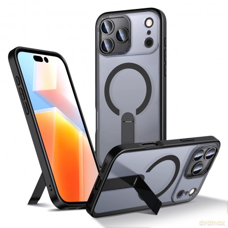 Etui Hybrid Armor X na iPhone 17 Pro z podstawką kompatybilne z MagSafe - czarne