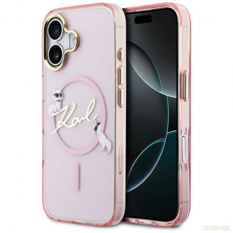Etui Karl Lagerfeld IML Choupettes Karl Script Logo MagSafe na iPhone 17 - różowe
