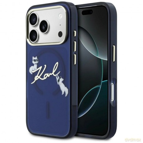 Etui Karl Lagerfeld IML Choupettes Karl Script Logo MagSafe na iPhone 17 Pro - niebieskie