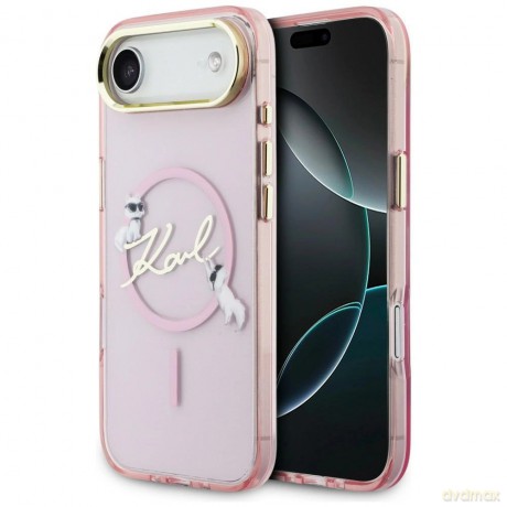 Etui Karl Lagerfeld IML Choupettes Karl Script Logo MagSafe na iPhone Air - różowe