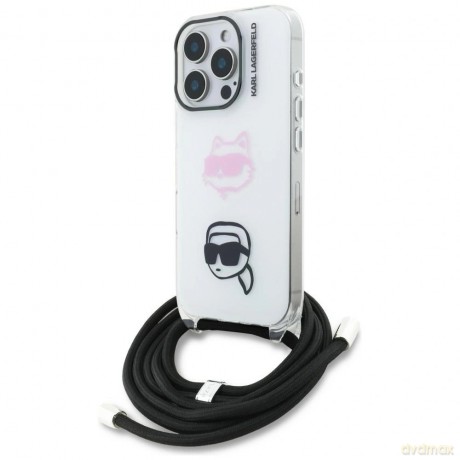 Etui Karl Lagerfeld IML Crossbody Karl&Choupette Head na iPhone 16 Pro - białe