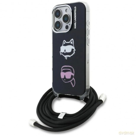 Etui Karl Lagerfeld IML Crossbody Karl&Choupette Head na iPhone 16 Pro Max - czarne