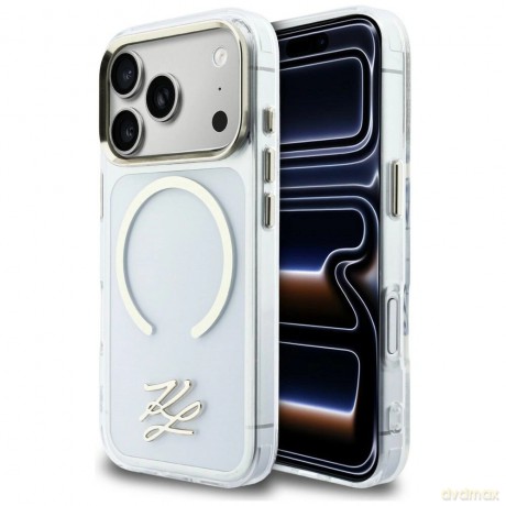 Etui Karl Lagerfeld IML KL Script Logo MagSafe na iPhone 17 Pro - przezroczyste