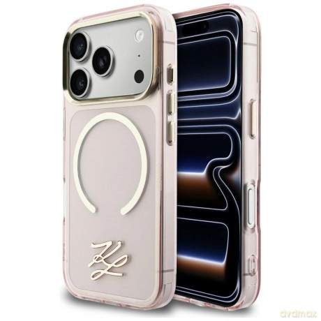 Etui Karl Lagerfeld IML KL Script Logo MagSafe na iPhone 17 Pro Max - różowe