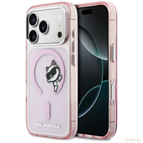 Etui Karl Lagerfeld IML Peekaboo MagSafe na iPhone 17 Pro - różowe