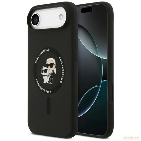 Etui Karl Lagerfeld Silicone Karl&Choupette Ring MagSafe do iPhone 17 Air - czarne