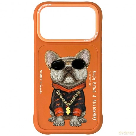 Etui Nimmy Glasses Cool Dog na iPhone 17 Pro - pomarańczowe