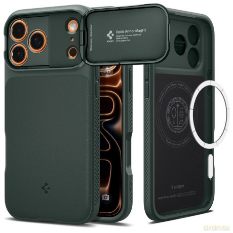 Etui Spigen Optik Armor MagSafe na iPhone 17 Pro Max - zielone