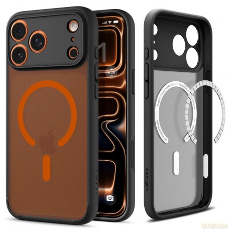 Etui Spigen Ultra Hybrid MagSafe na iPhone 17 Pro Max - czarno-pomarańczowy