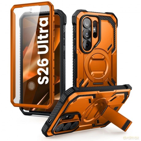 Etui Supcase ArmorBox Mag MagSafe na Samsung Galaxy S26 Ultra - pomarańczowo-czarne