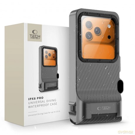 Etui wodoodporne Tech-Protect IPX8 Pro na telefon - szaro-czarne