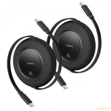 Kabel zwijany Baseus Free2Pull 100W USB-C - USB-C 2m (2 szt.) - czarny