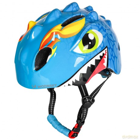 Kask rowerowy dziecięcy Wozinsky motyw smok lekki 50-54 cm - niebieski