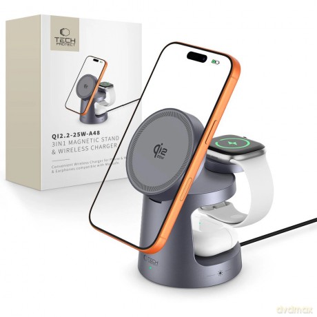Ładowarka bezprzewodowa Tech-Protect QI2.2-25W-A48 3in1 magnetyczna - granatowa