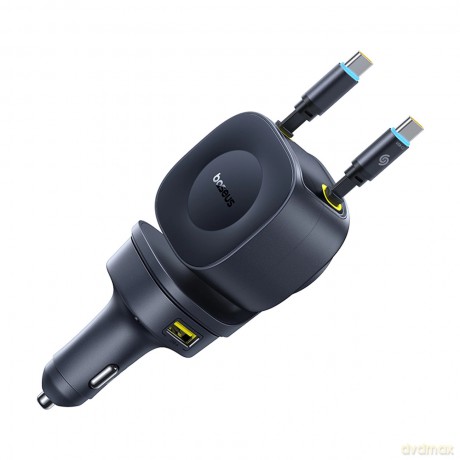 Ładowarka samochodowa Baseus PrimeTrip VR2 Max 60W ze zwijanymi kablami USB-C - czarna