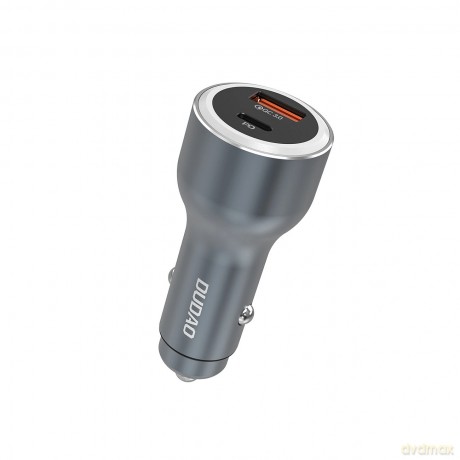 Ładowarka samochodowa Dudao R4Ultra 120W Power Delivery Quick Charge LED USB-A USB-C - szary