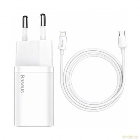 Ładowarka sieciowa Baseus Cube 20W PD USB-C z kablem Baseus Superior Lightning PD 20W 1m - biała