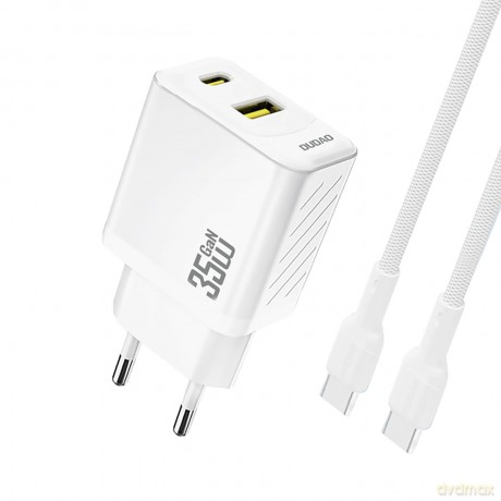 Ładowarka sieciowa Dudao A27MaxCEU PD QC 35W USB-A USB-C z kablem USB-C - biała