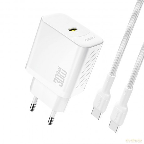 Ładowarka sieciowa Dudao A27PCEU PD 30W GaN USB-C z kablem USB-C - biała