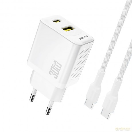 Ładowarka sieciowa Dudao A27TCEU PD 30W GaN USB-A USB-C z kablem USB-C - biała