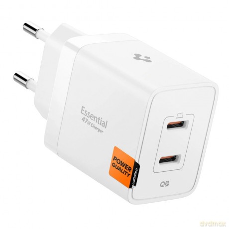 Ładowarka sieciowa Spigen Essential EE472EU 2-porty USC-C 47W - biała