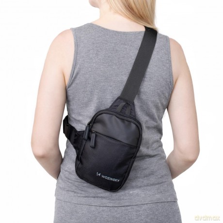 Mini saszetka na ramię Wozinsky WMS-W1 wodoodporna dwukomorowa na telefon unisex - czarna