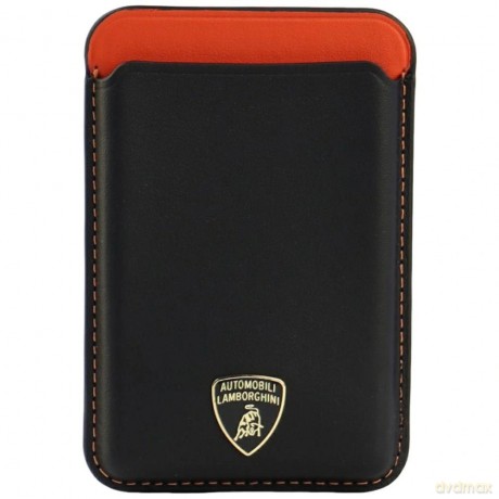 Portfel magnetyczny Lamborghini Urus D8 Genuine Leather MagSafe na telefon - czarno-czerwony