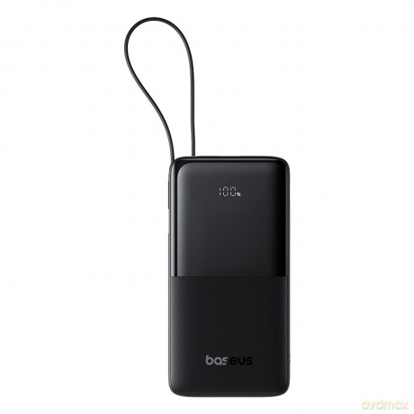 Powerbank Baseus Bipow 2 10000mah 20W z cyfrowym wyświetlaczem z wbudowanym kablem USB-C - czarny