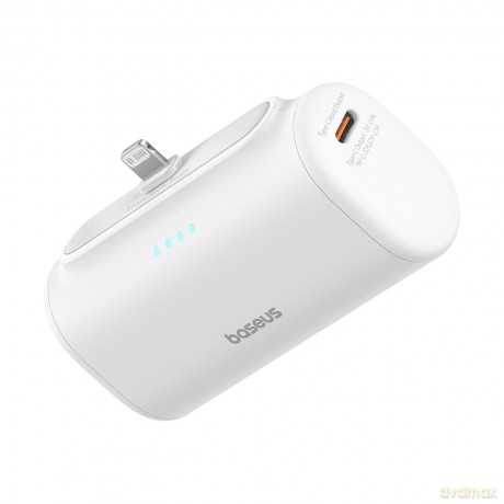 Powerbank Baseus Compact 5000mAh 20W ze złączem Lightning i gniazdem USB-C - biały
