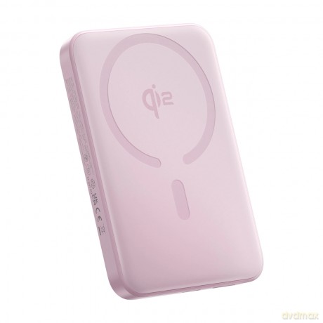 Powerbank Baseus EnerFill FM12 Qi2 10000mAh 22.5W kompatybilny z MagSafe z białym kablem Baseus Simple USB-C 20V/3A 0,30m - różowy